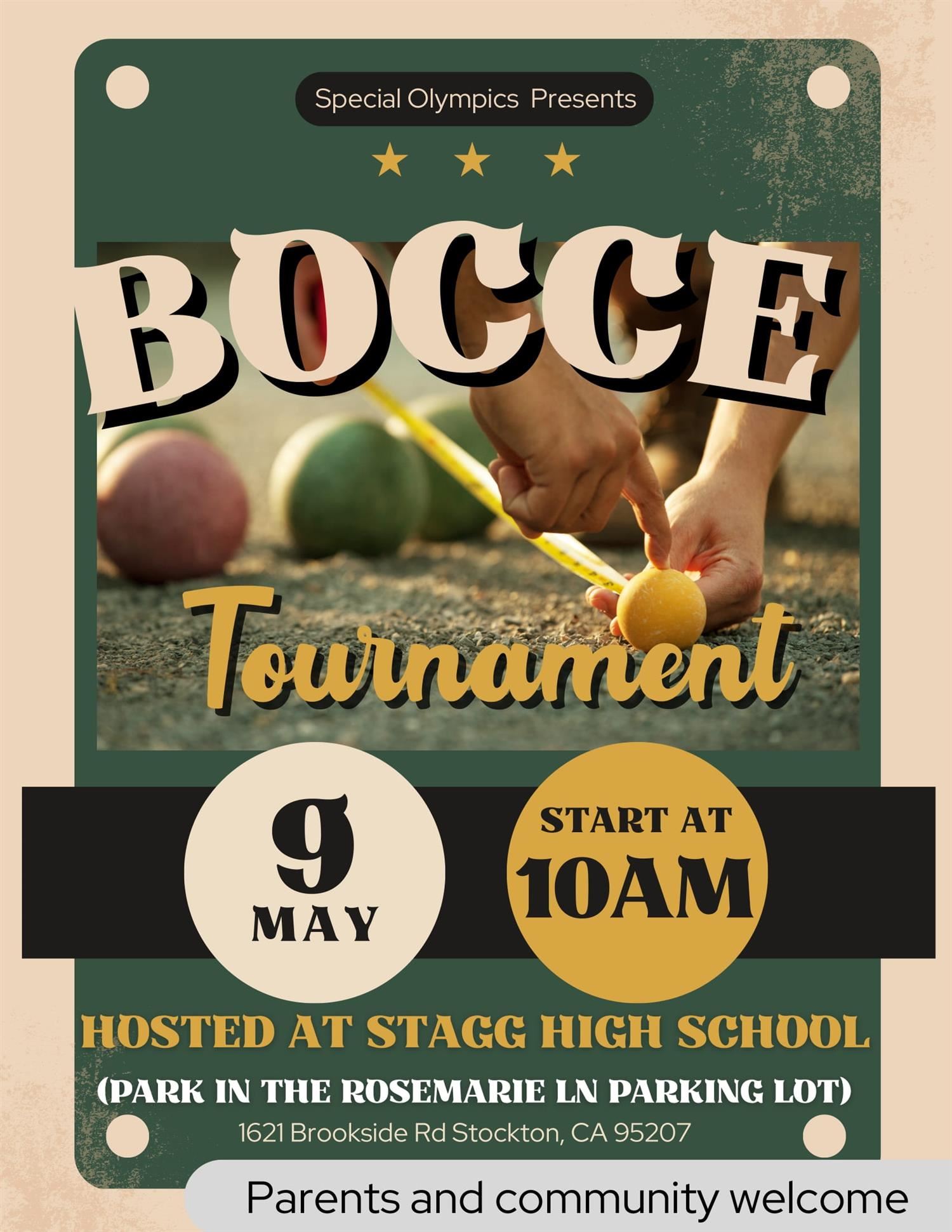  Get ready for Bocce at Stagg HS!